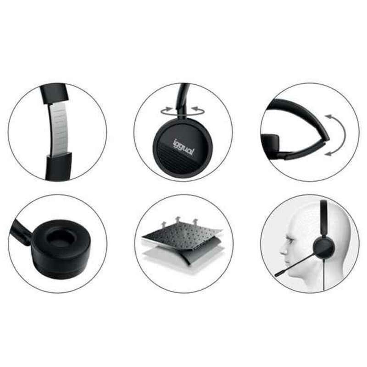 Headphones with Microphone iggual Black