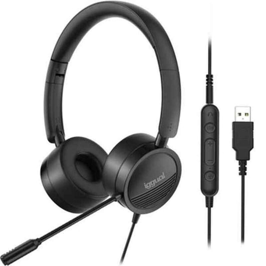 Headphones with Microphone iggual Black